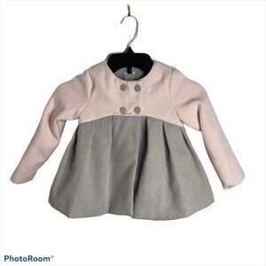 Tahari Blush Pink Gray Pleated Coat Sz 4T